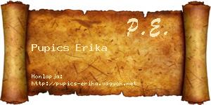 Pupics Erika névjegykártya